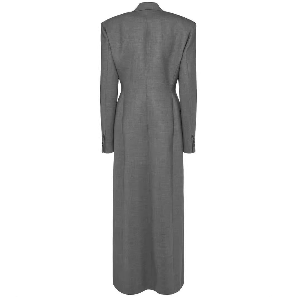 Veste de costume élégante à manches longues et à double boutonnage, coupe ajustée, avec épaules rembourrées et allongées