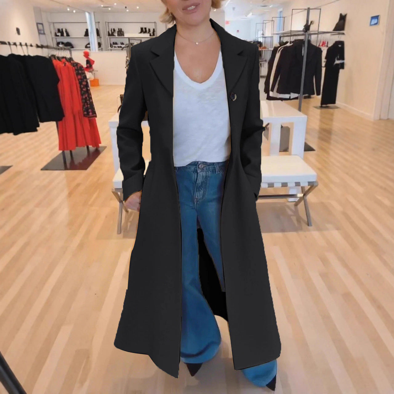 Manteau femme revers imprimé léopard trench décontracté vêtements femme