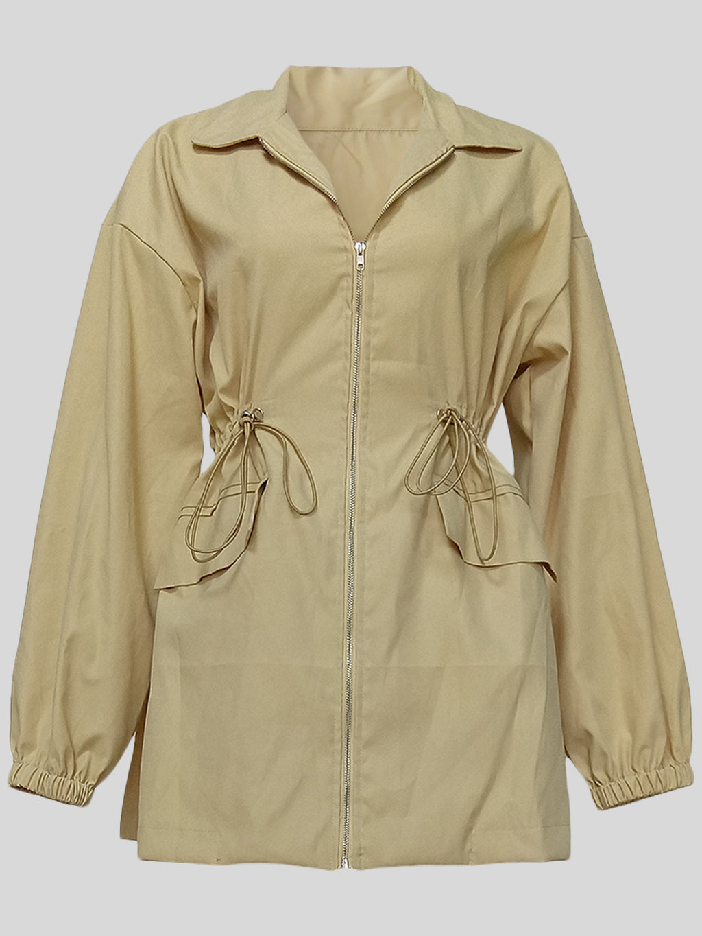 Trench-coat mi-long à cordon de serrage pour femme