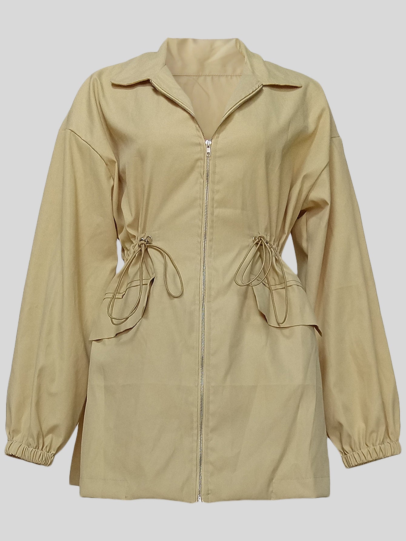Trench-coat mi-long à cordon de serrage pour femme