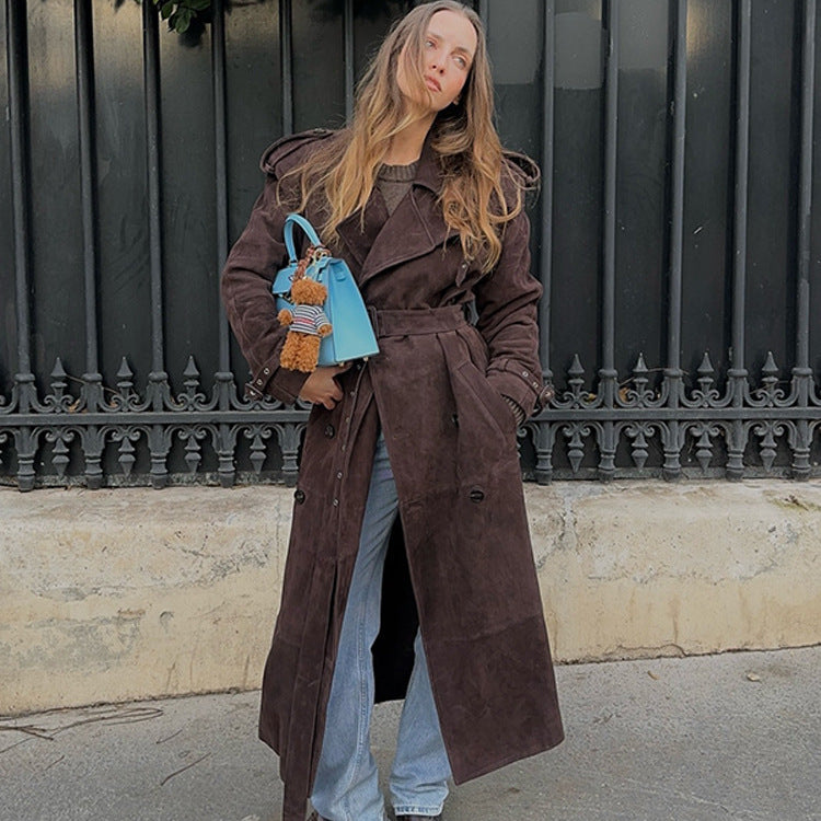 Manteau mi-long ample en laine à double boutonnage New Temperament Commute