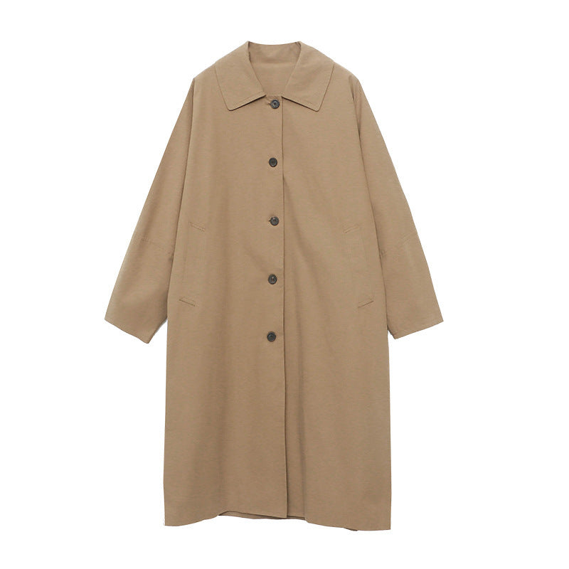 Trench-coat long et ample à revers de tempérament simple