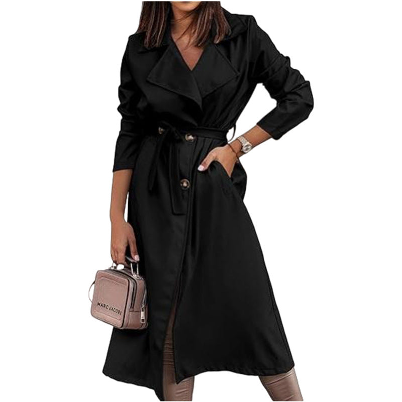 Manteau pour femme grande taille, trench-coat noué sur le devant