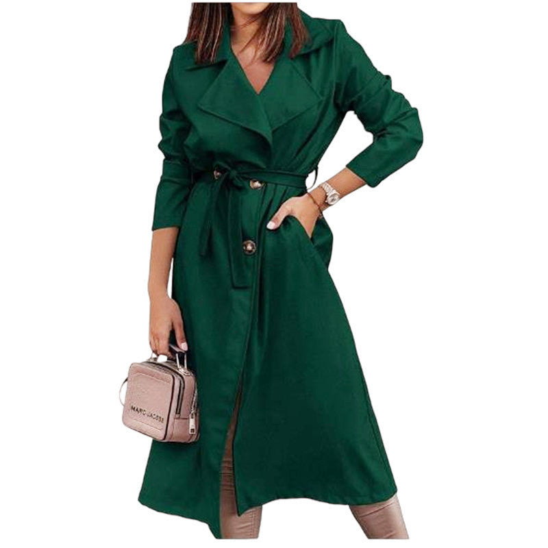 Manteau pour femme grande taille, trench-coat noué sur le devant