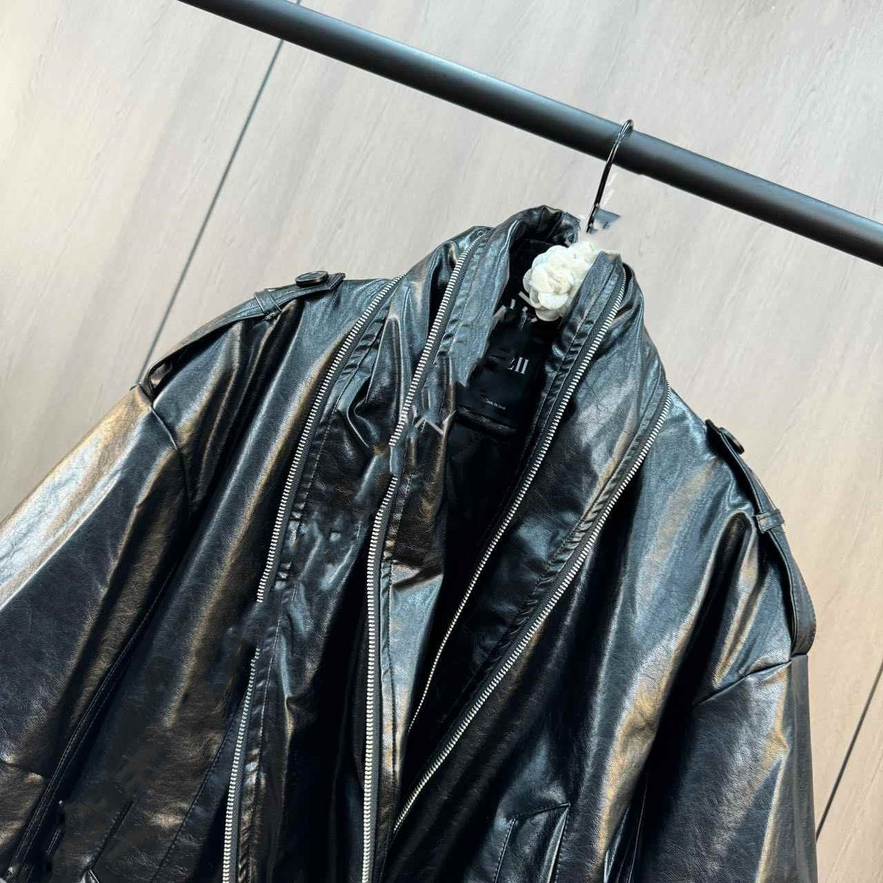 Veste en cuir PU à revers avec fermeture éclair et bouton, veste rembourrée en coton