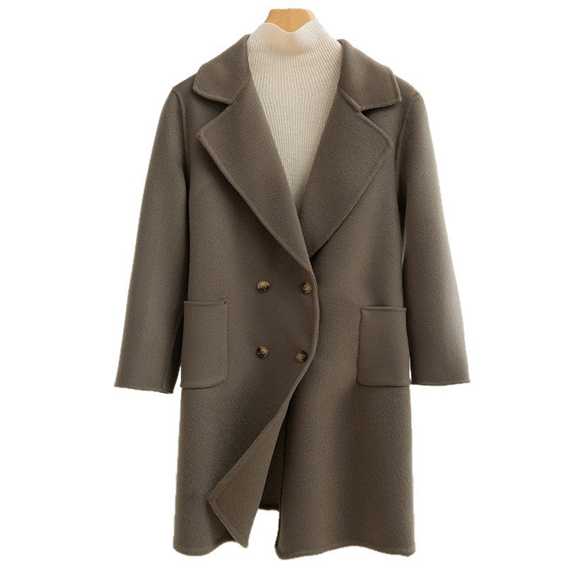 Manteau en laine croisé tendance pour femme