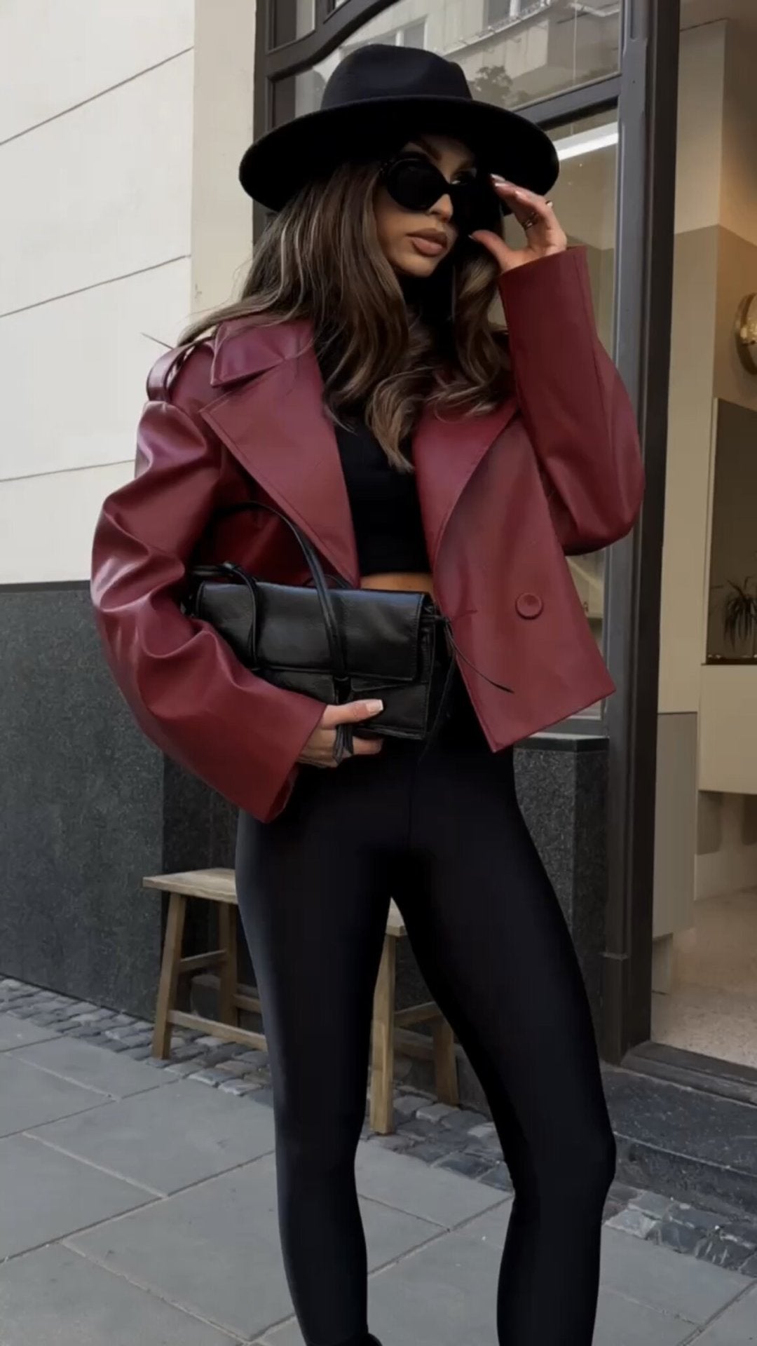 Veste en cuir rétro pour femme