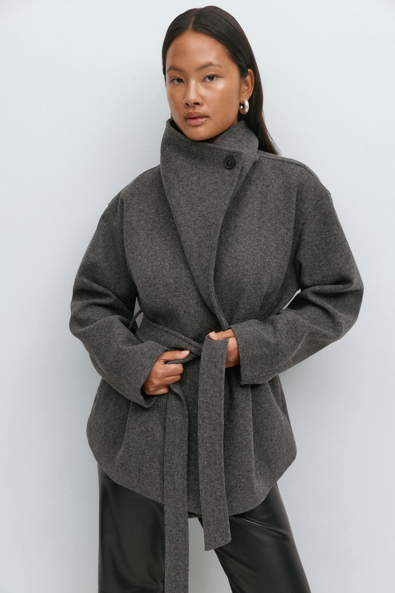 Manteau mi-long en laine épaisse de haute qualité pour l'automne et l'hiver