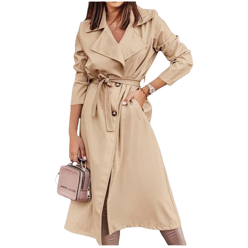 Manteau pour femme grande taille, trench-coat noué sur le devant