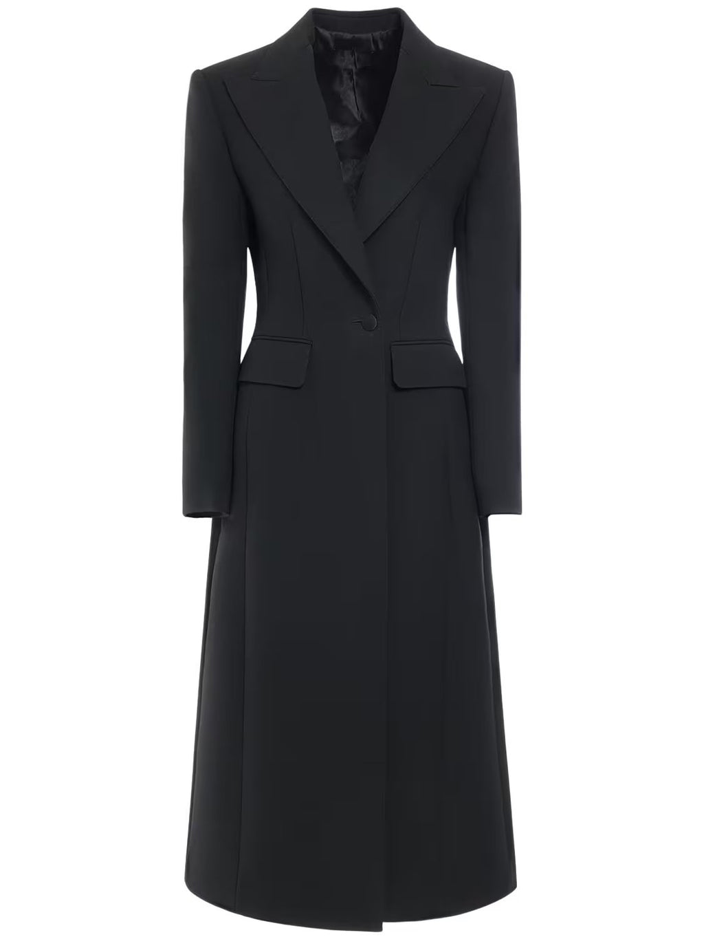 Manteau de costume mi-long à un bouton pour femme avec ourlet ajusté et jupe